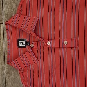 FOOTJOY Dark‎ Pink Lanier Islands Embroidered Large Golf Short Sleeve Polo Shirt